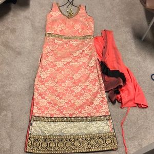 Lace pretty pink n cream chudidar